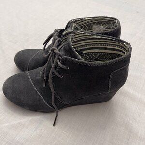 Toms Charcoal Gray‎ Women’s Wedge Booties Size 9
